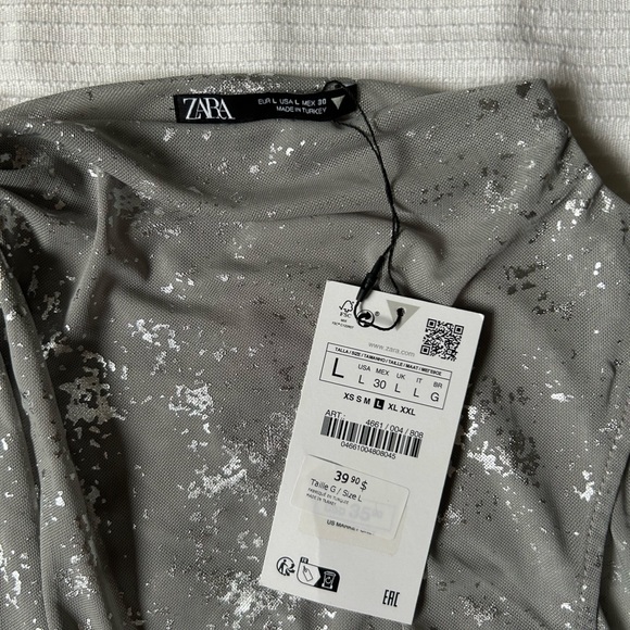 ZARA METALLIC TULLE TOP NWT - Picture 2 of 4